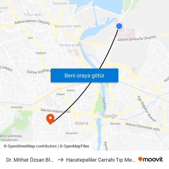 Dr. Mithat Özsan Blv. 4a to Hacetepeliler Cerrahi Tıp Merkezi map
