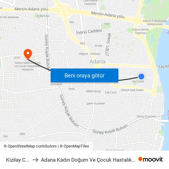 Kizilay Cd. 4a to Adana Kadın Doğum Ve Çocuk Hastalıkları Hastanesi map