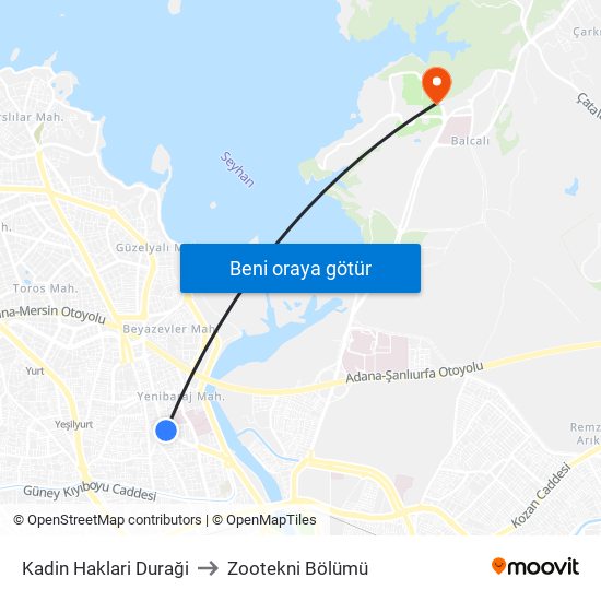 Kadin Haklari Duraği to Zootekni Bölümü map