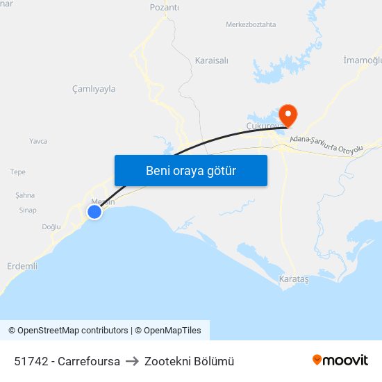 51742 - Carrefoursa to Zootekni Bölümü map