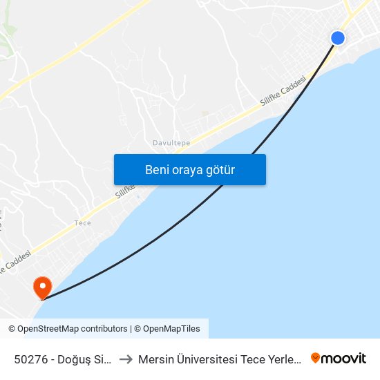 50276 - Doğuş Sitesi to Mersin Üniversitesi Tece Yerleşkesi map