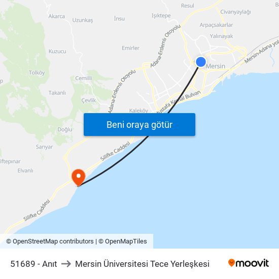 51689 - Anıt to Mersin Üniversitesi Tece Yerleşkesi map