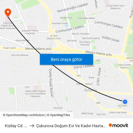 Kizilay Cd. 4a to Çukurova Doğum Evi Ve Kadın Hastanesi map