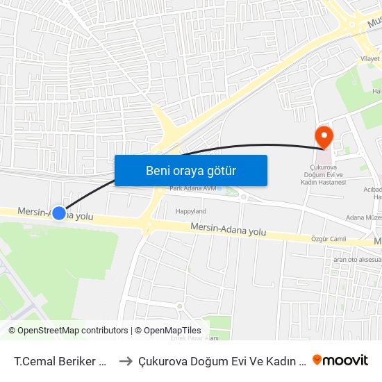 T.Cemal Beriker Blv. 10a to Çukurova Doğum Evi Ve Kadın Hastanesi map