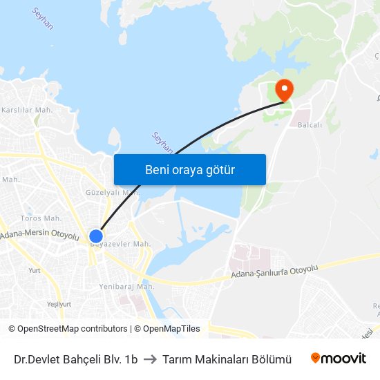 Dr.Devlet Bahçeli Blv. 1b to Tarım Makinaları Bölümü map