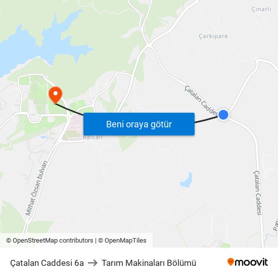 Çatalan Caddesi 6a to Tarım Makinaları Bölümü map