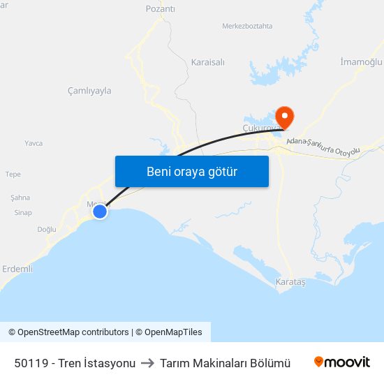 50119 - Tren İstasyonu to Tarım Makinaları Bölümü map