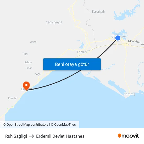 Ruh Sağliği to Erdemli Devlet Hastanesi map