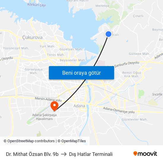Dr. Mithat Özsan Blv. 9b to Dış Hatlar Terminali map