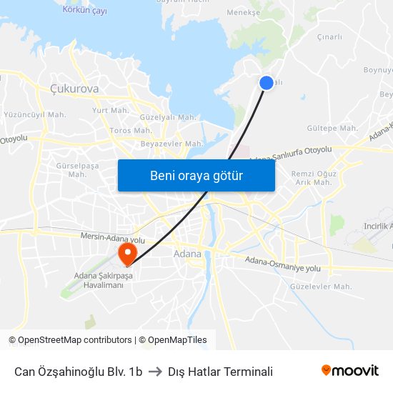 Can Özşahinoğlu Blv. 1b to Dış Hatlar Terminali map