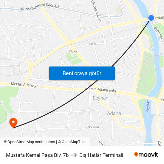 Mustafa Kemal Paşa Blv. 7b to Dış Hatlar Terminali map
