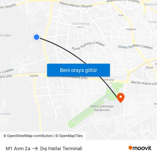 M1 Avm 2a to Dış Hatlar Terminali map