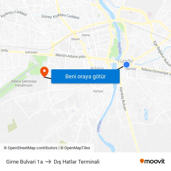 Girne Bulvari 1a to Dış Hatlar Terminali map