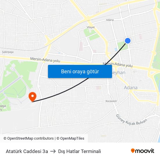 Atatürk Caddesi 3a to Dış Hatlar Terminali map