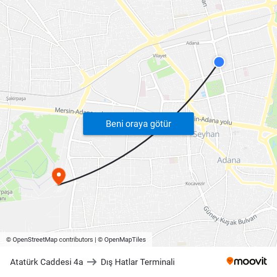 Atatürk Caddesi 4a to Dış Hatlar Terminali map