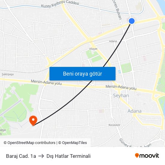 Baraj Cad. 1a to Dış Hatlar Terminali map