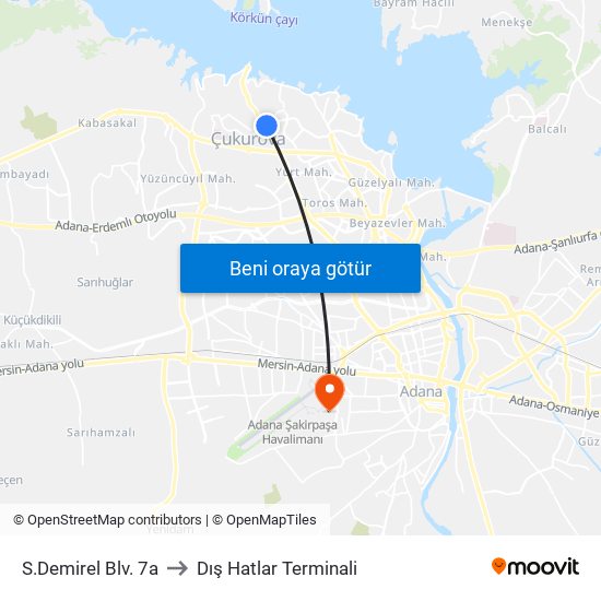S.Demirel Blv. 7a to Dış Hatlar Terminali map