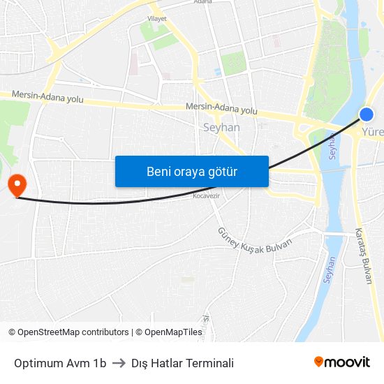 Optimum Avm 1b to Dış Hatlar Terminali map