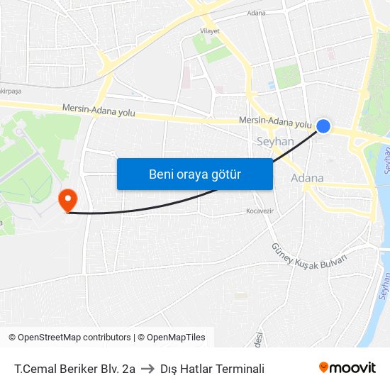 T.Cemal Beriker Blv. 2a to Dış Hatlar Terminali map