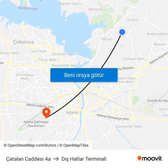 Çatalan Caddesi 4a to Dış Hatlar Terminali map