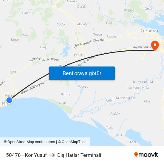 50478 - Kör Yusuf to Dış Hatlar Terminali map