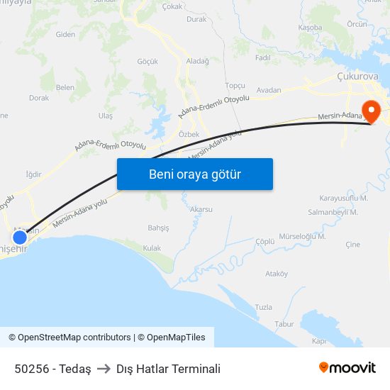 50256 - Tedaş to Dış Hatlar Terminali map
