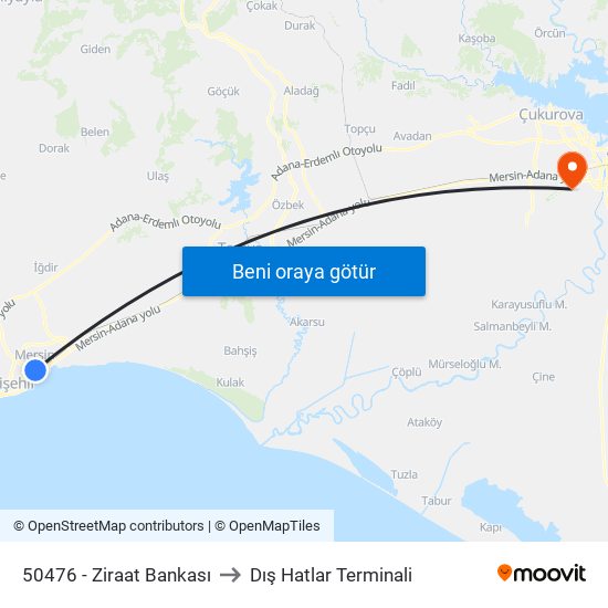 50476 - Ziraat Bankası to Dış Hatlar Terminali map