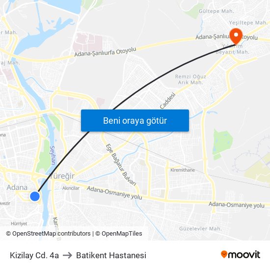 Kizilay Cd. 4a to Batikent Hastanesi map