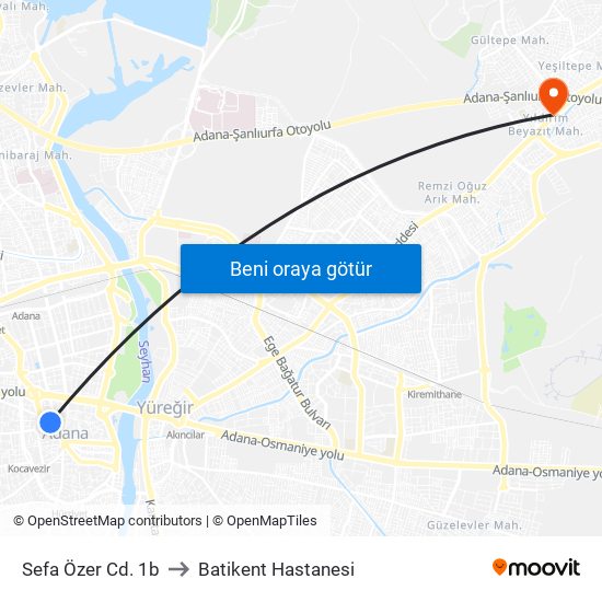 Sefa Özer Cd. 1b to Batikent Hastanesi map