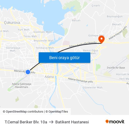 T.Cemal Beriker Blv. 10a to Batikent Hastanesi map