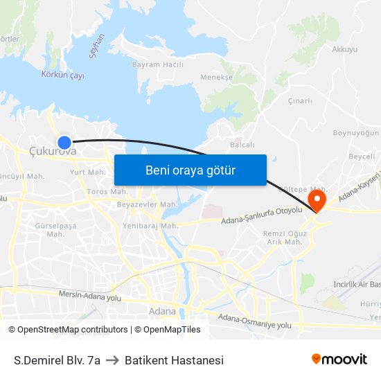 S.Demirel Blv. 7a to Batikent Hastanesi map