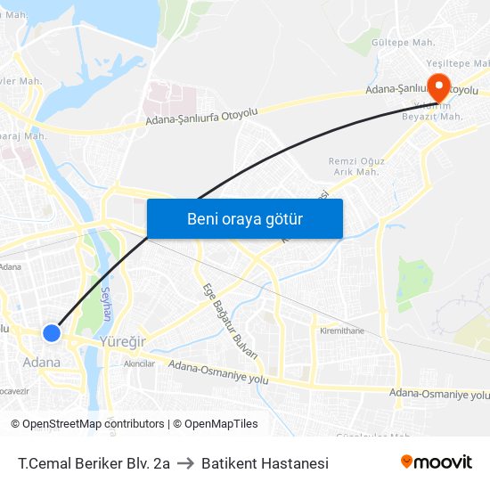 T.Cemal Beriker Blv. 2a to Batikent Hastanesi map