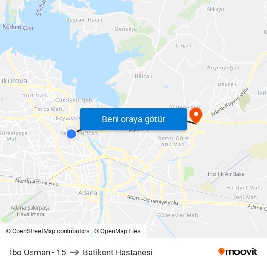İbo Osman - 15 to Batikent Hastanesi map