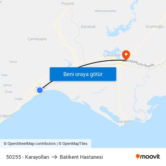 50255 - Karayolları to Batikent Hastanesi map