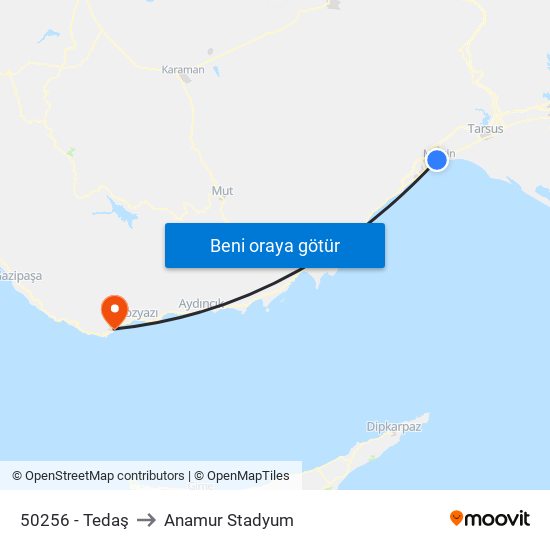 50256 - Tedaş to Anamur Stadyum map