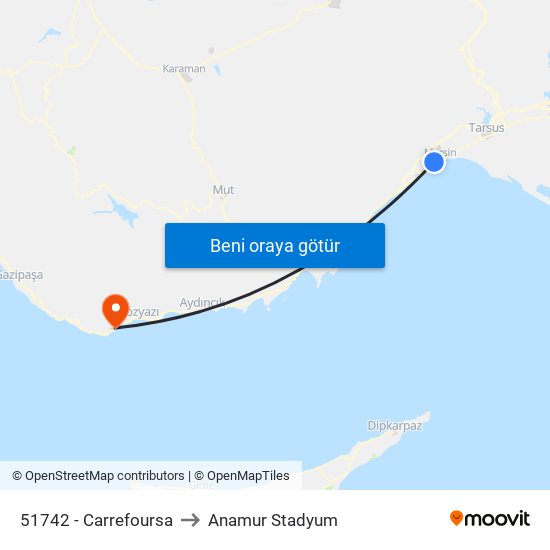 51742 - Carrefoursa to Anamur Stadyum map