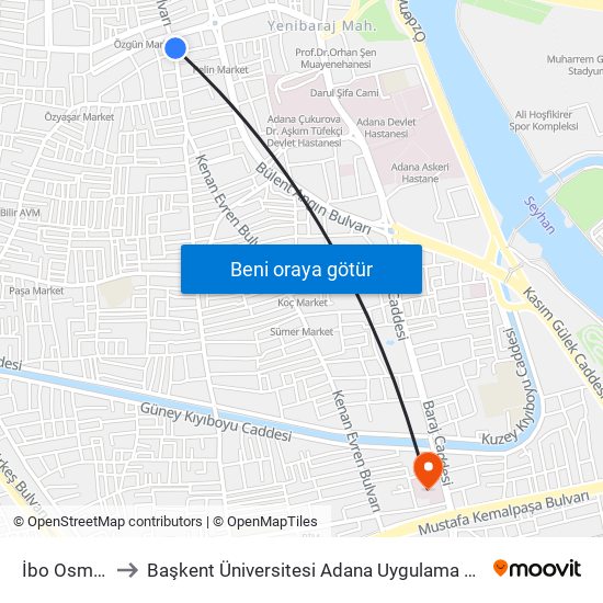 İbo Osman - 15 to Başkent Üniversitesi Adana Uygulama Ve Araştırma Merkezi map