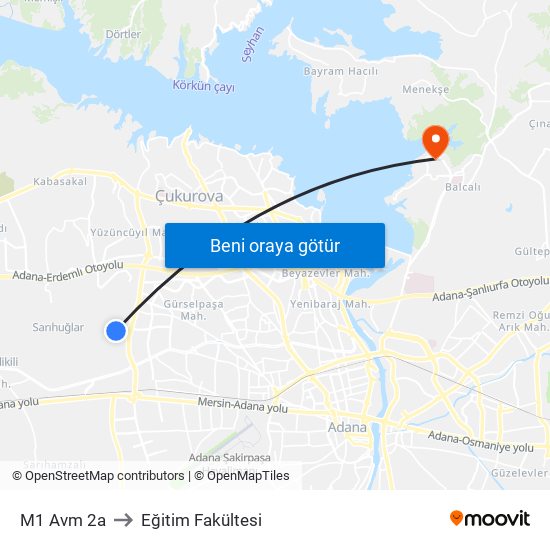 M1 Avm 2a to Eğitim Fakültesi map