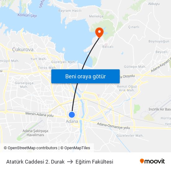 Atatürk Caddesi 2. Durak to Eğitim Fakültesi map