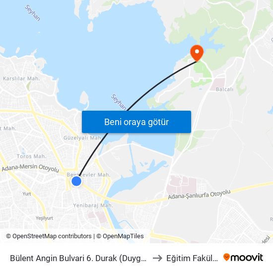 Bülent Angin Bulvari 6. Durak (Duygu Cafe) to Eğitim Fakültesi map