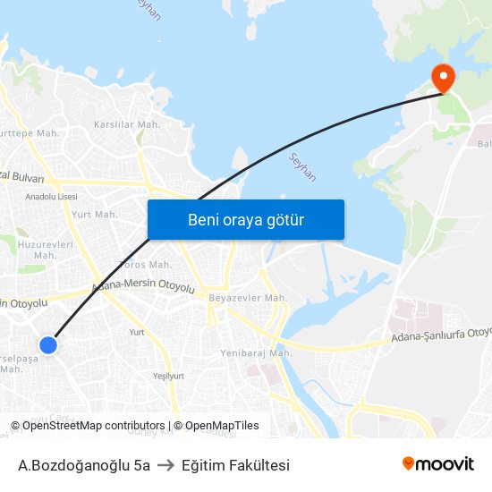 A.Bozdoğanoğlu 5a to Eğitim Fakültesi map