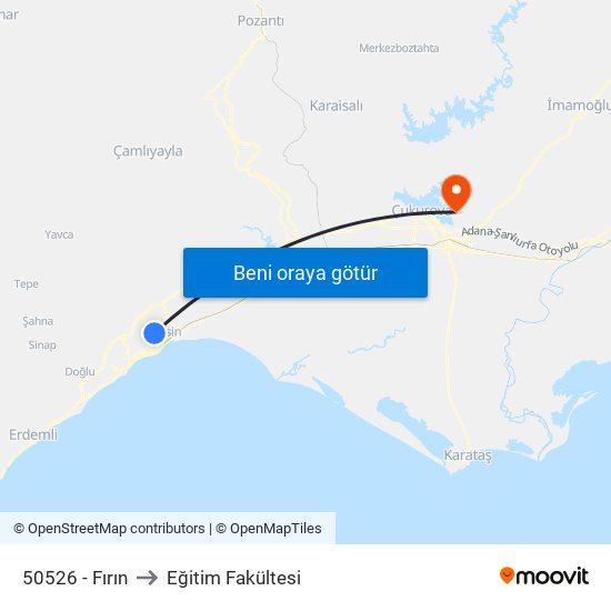 50526 - Fırın to Eğitim Fakültesi map