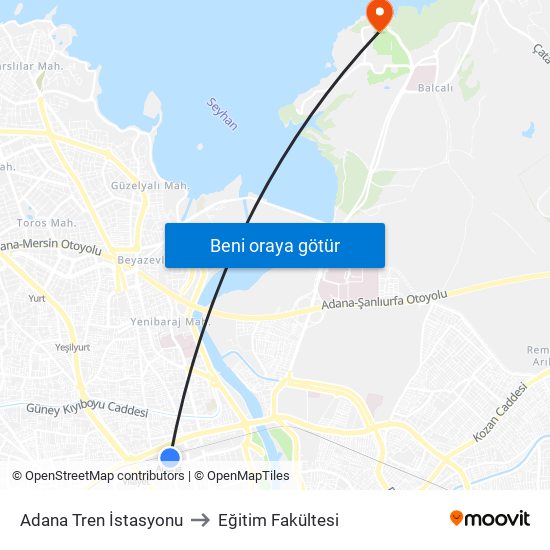 Adana Tren İstasyonu to Eğitim Fakültesi map