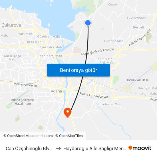 Can Özşahinoğlu Blv. 1b to Haydaroğlu Aile Sağlığı Merkezi map