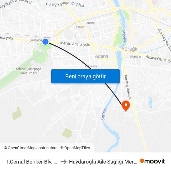 T.Cemal Beriker Blv. 10a to Haydaroğlu Aile Sağlığı Merkezi map