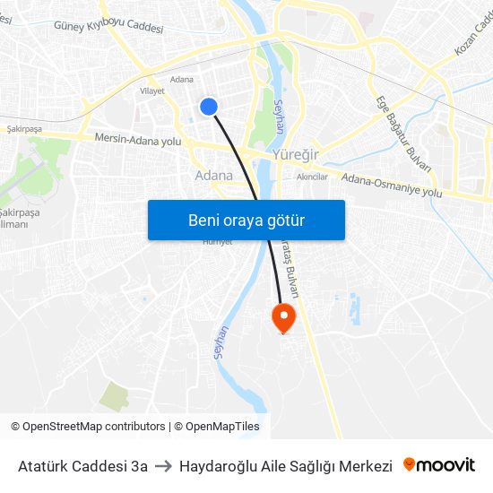 Atatürk Caddesi 3a to Haydaroğlu Aile Sağlığı Merkezi map