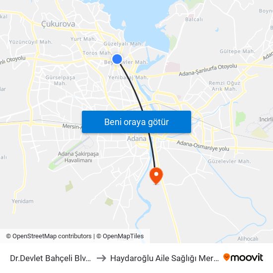 Dr.Devlet Bahçeli Blv. 1b to Haydaroğlu Aile Sağlığı Merkezi map