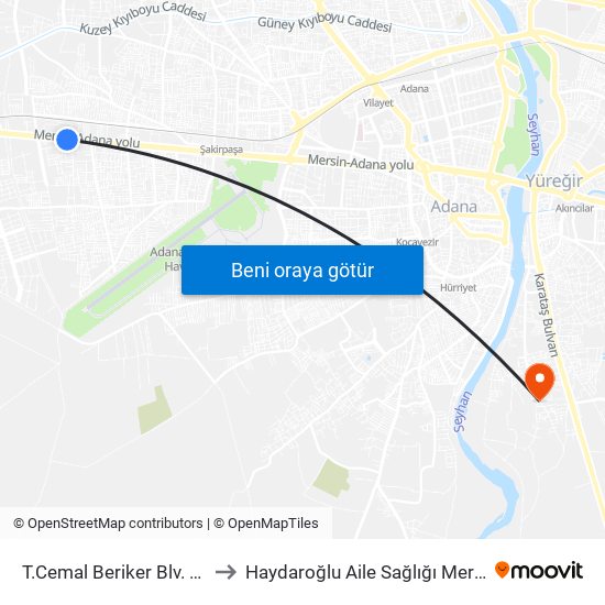 T.Cemal Beriker Blv. 16b to Haydaroğlu Aile Sağlığı Merkezi map