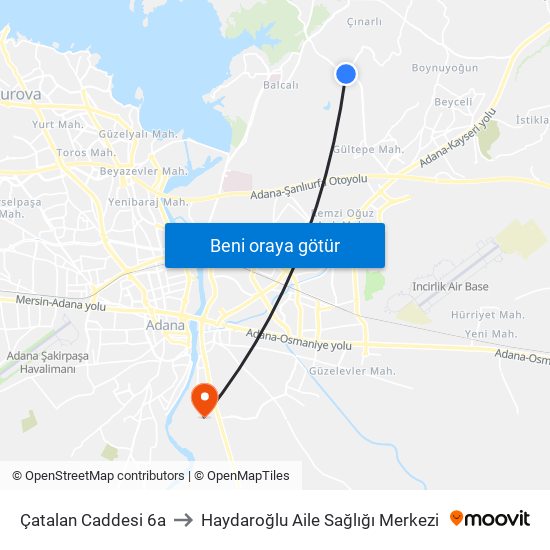 Çatalan Caddesi 6a to Haydaroğlu Aile Sağlığı Merkezi map