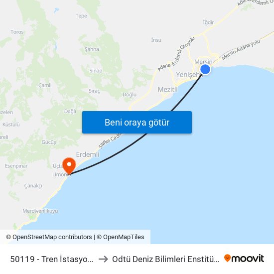 50119 - Tren İstasyonu to Odtü Deniz Bilimleri Enstitüsü map